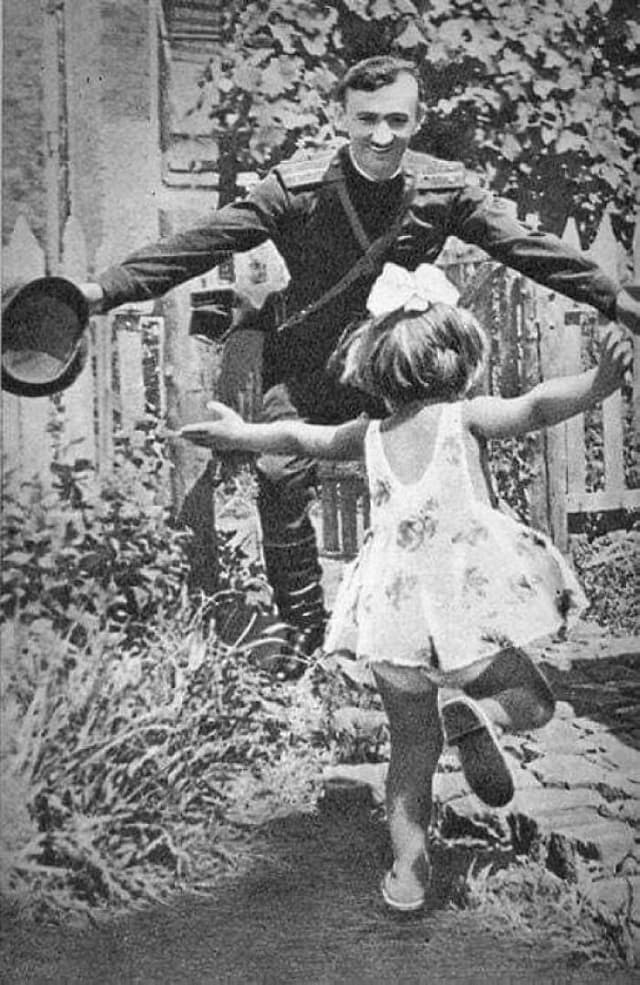 Original damaged photo of military reunion
