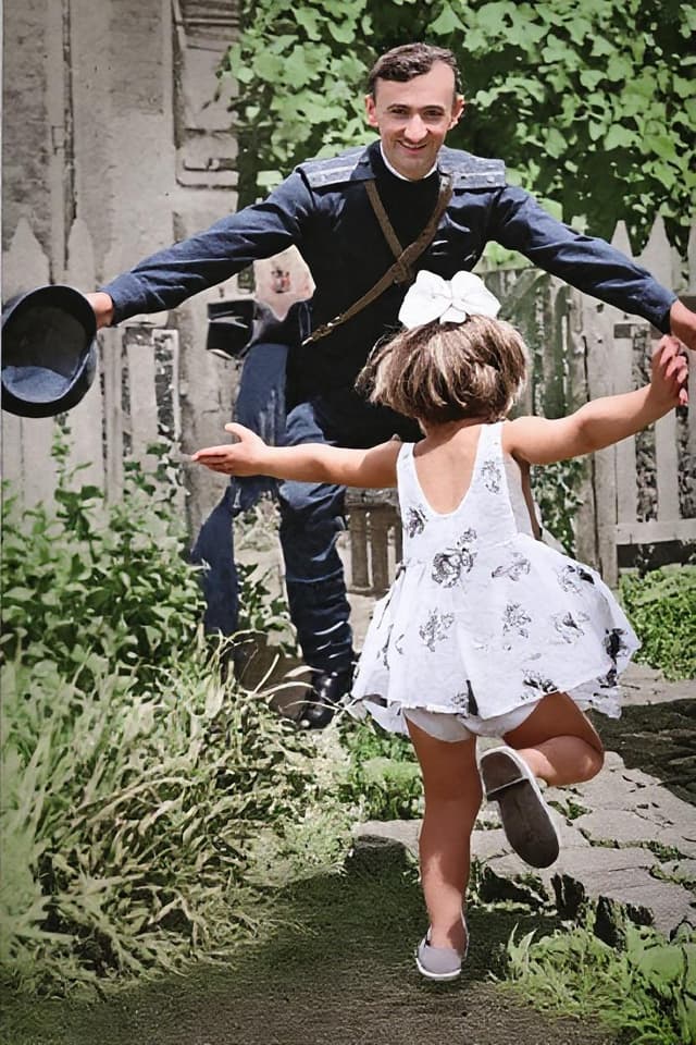 Restored photo of military reunion